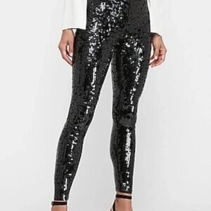 Express Black Sequin Highrise Leggings